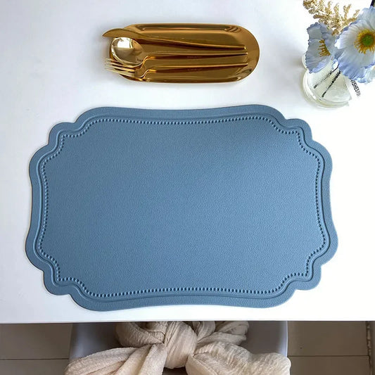 Synthetic Leather Embossed Placemat - Waterproof Non-Slip Design