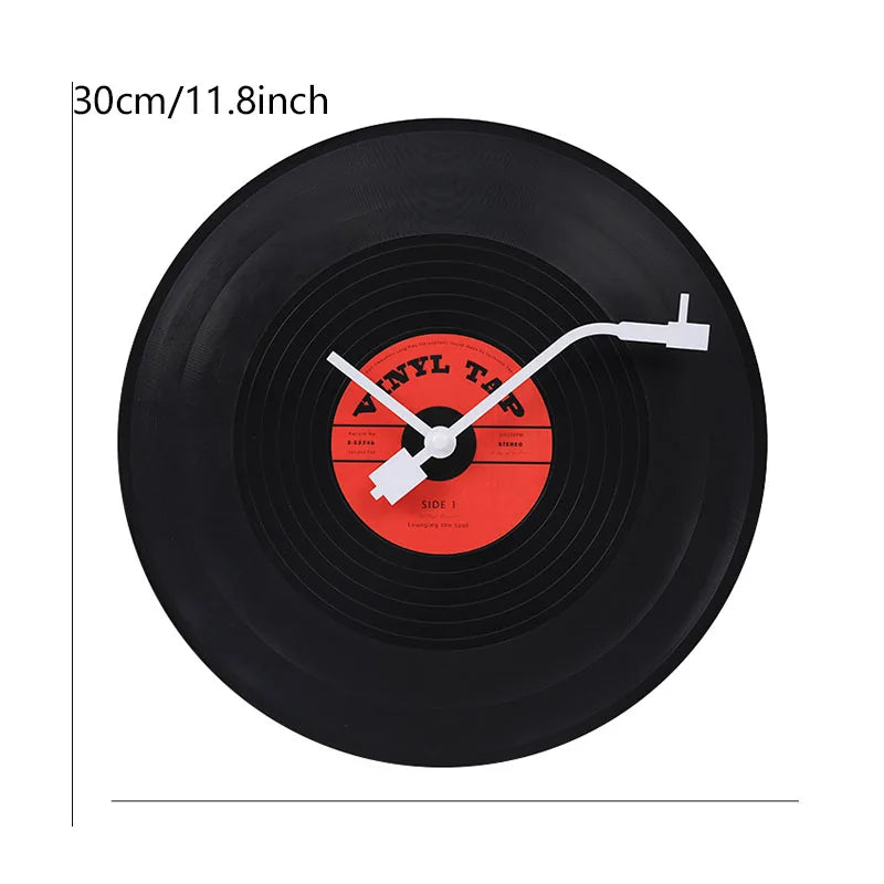 Musical Vinyl Record Wall Clock - Retro Plastic Design