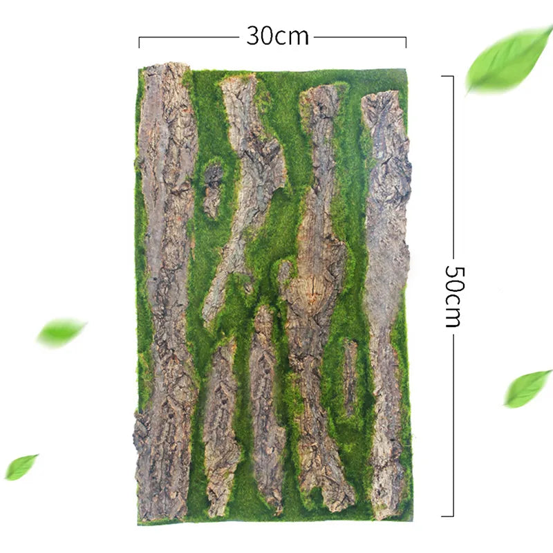 DIY Green Bark Wall Decoration with Silk Plant Branch
