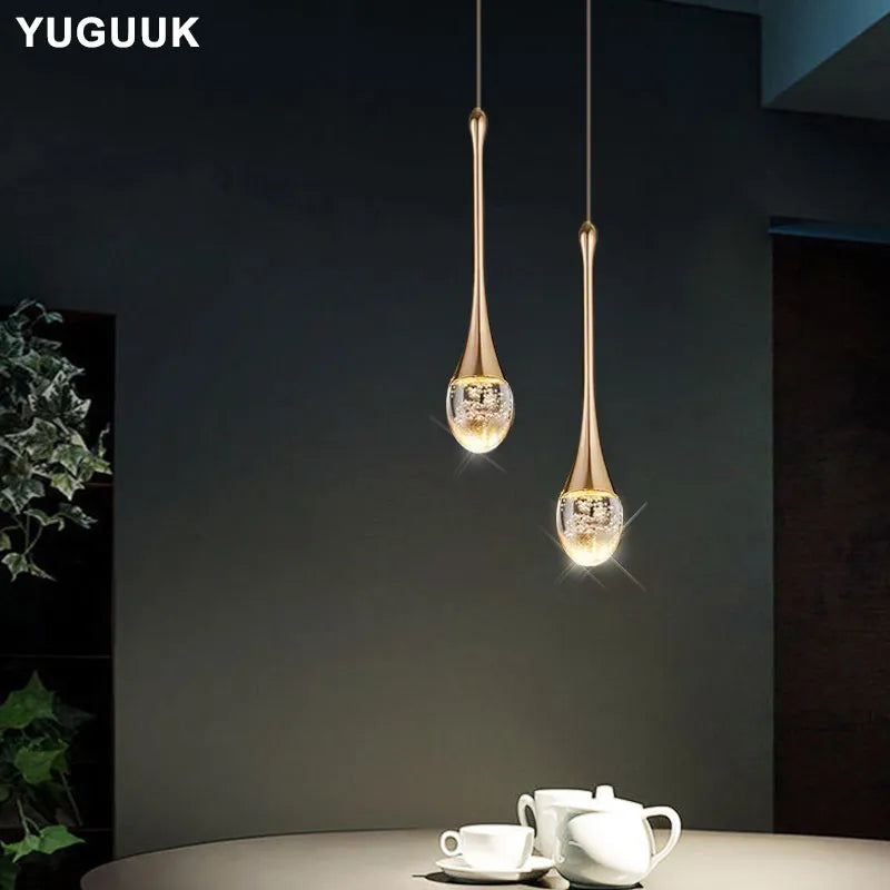 Crystal Pendant Light with Gold Finish and LED Bulbs