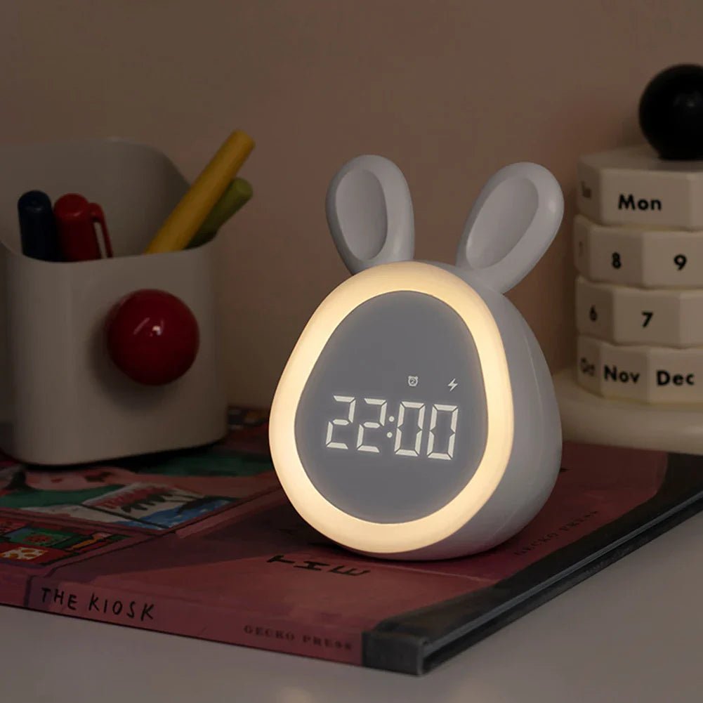 Kids Rabbit Alarm Clock with LED Night Light