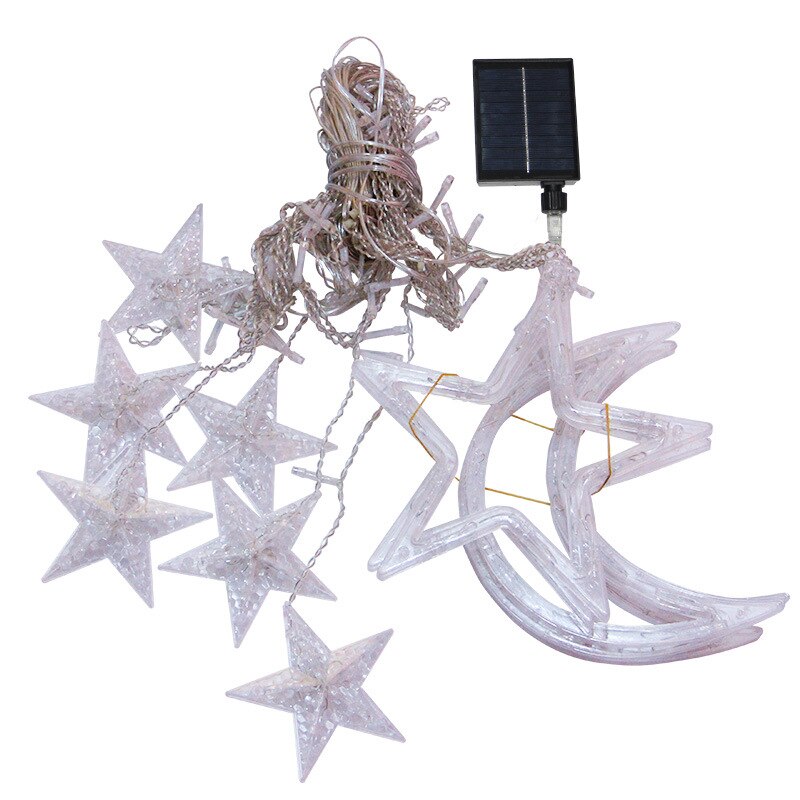 Solar LED String Lights with Moon and Star Design