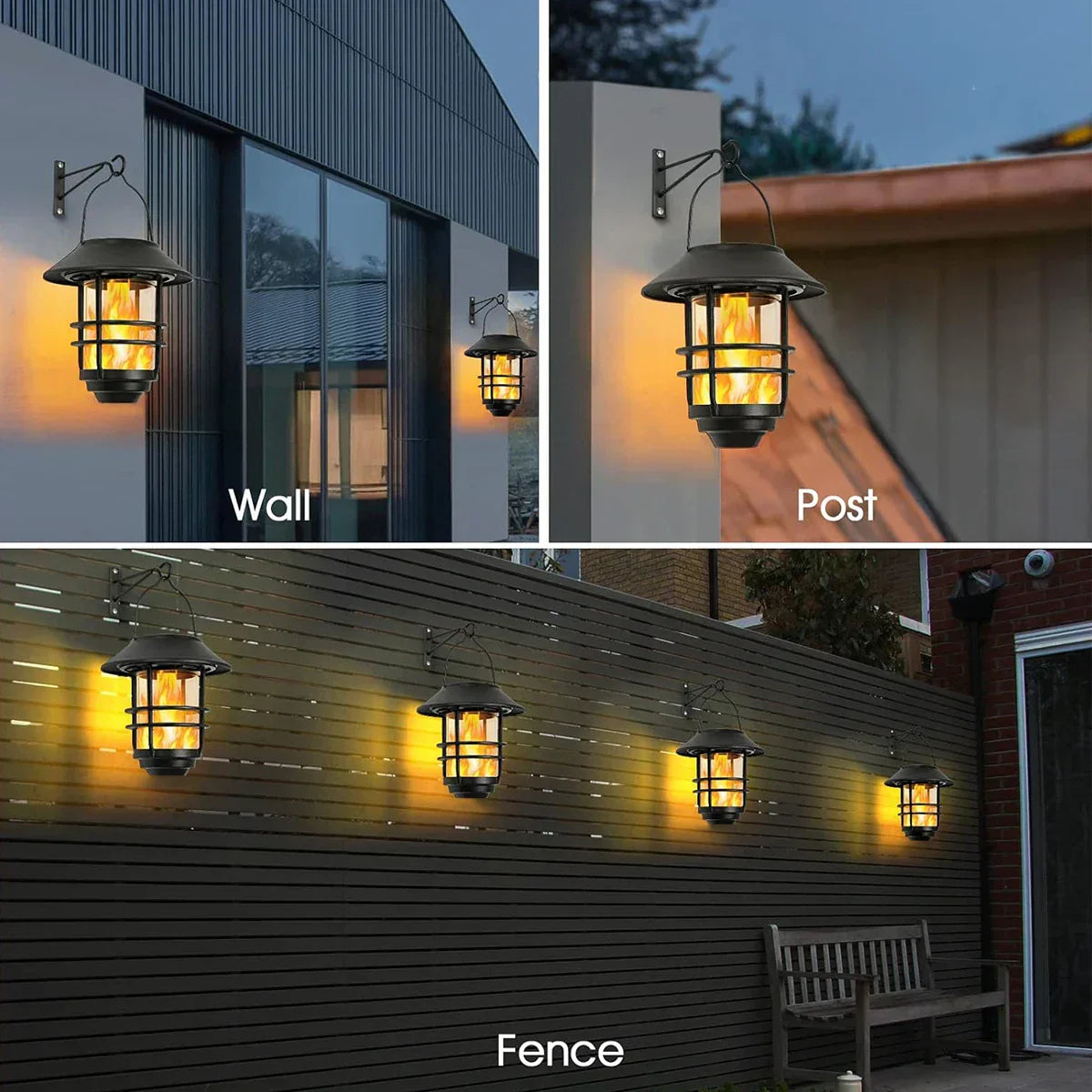 Solar Waterproof Flickering Flame Lantern for Outdoor Use
