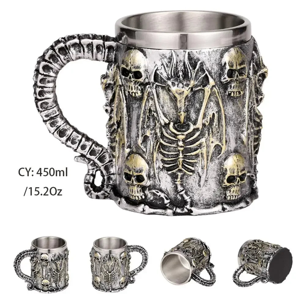 Medieval Dragon Resin and Stainless Steel Mug 600ml