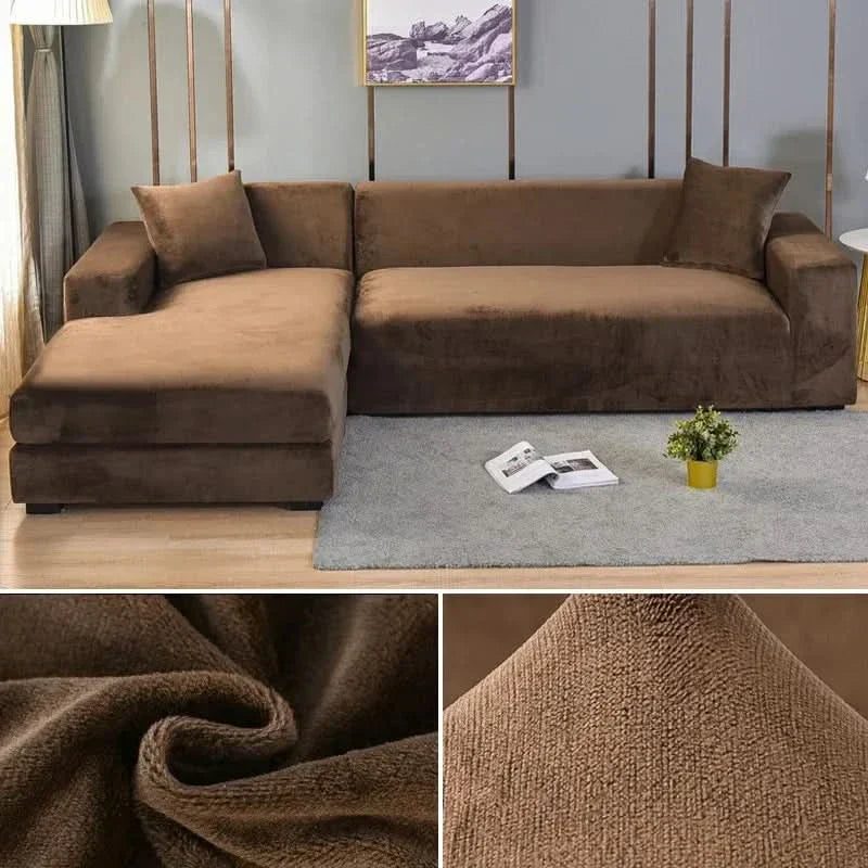 Stretch Velvet Sofa Cover for L-Shaped and Traditional Couches