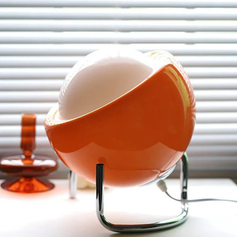 LED Table Lamp with Glass Shade in Beige or Orange - Retro Nordic Design, Stainless Steel Base, Dimmable