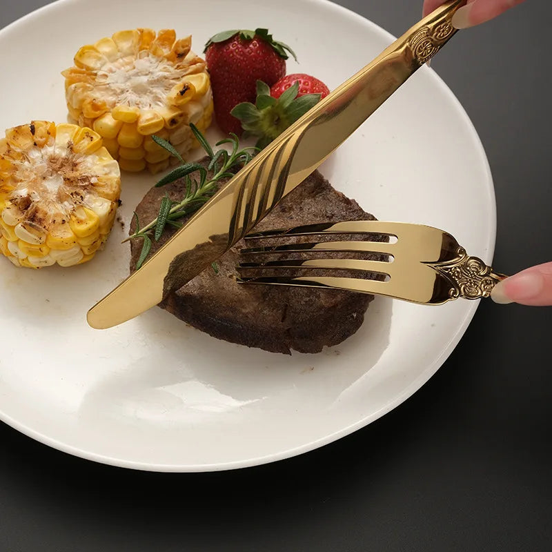 Gold-Plated Stainless Steel Cutlery Set