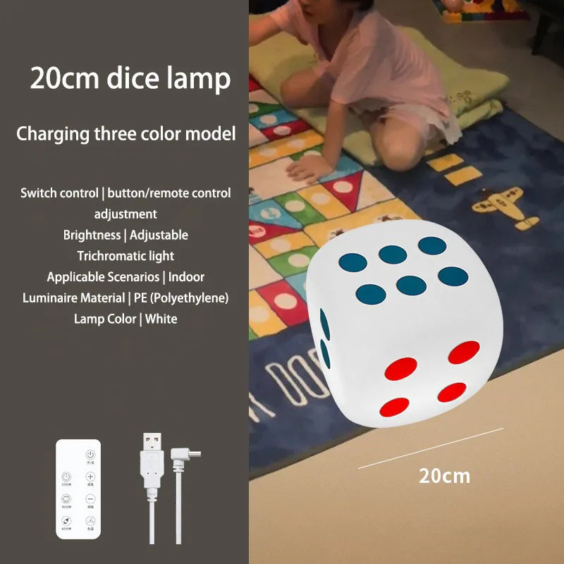 Dice-Shaped Bedside Table Lamp with Storage Drawers