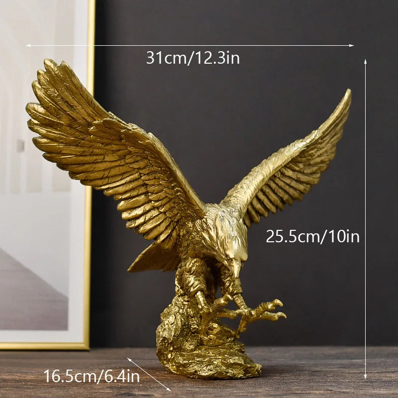 Golden Eagle Resin Statue - American Style Feng Shui Decor