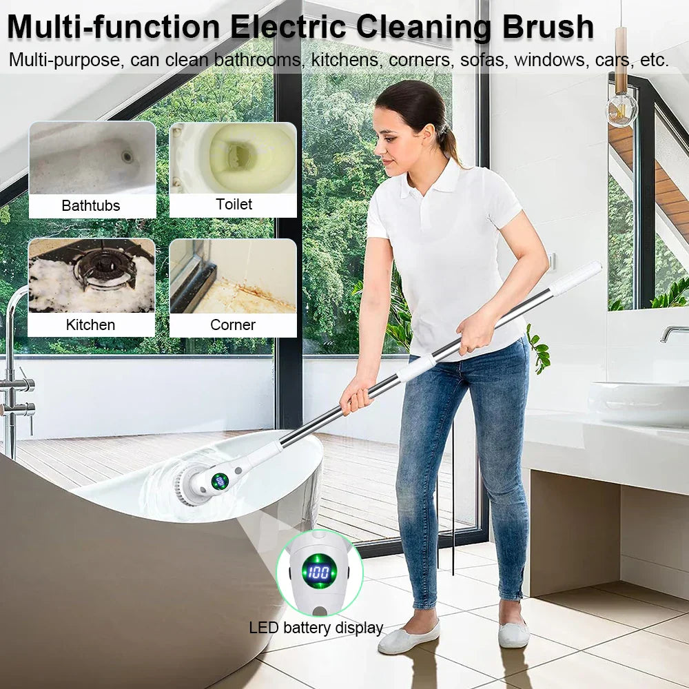 Multifunctional Electric Cleaning Brush with 8 Interchangeable Heads