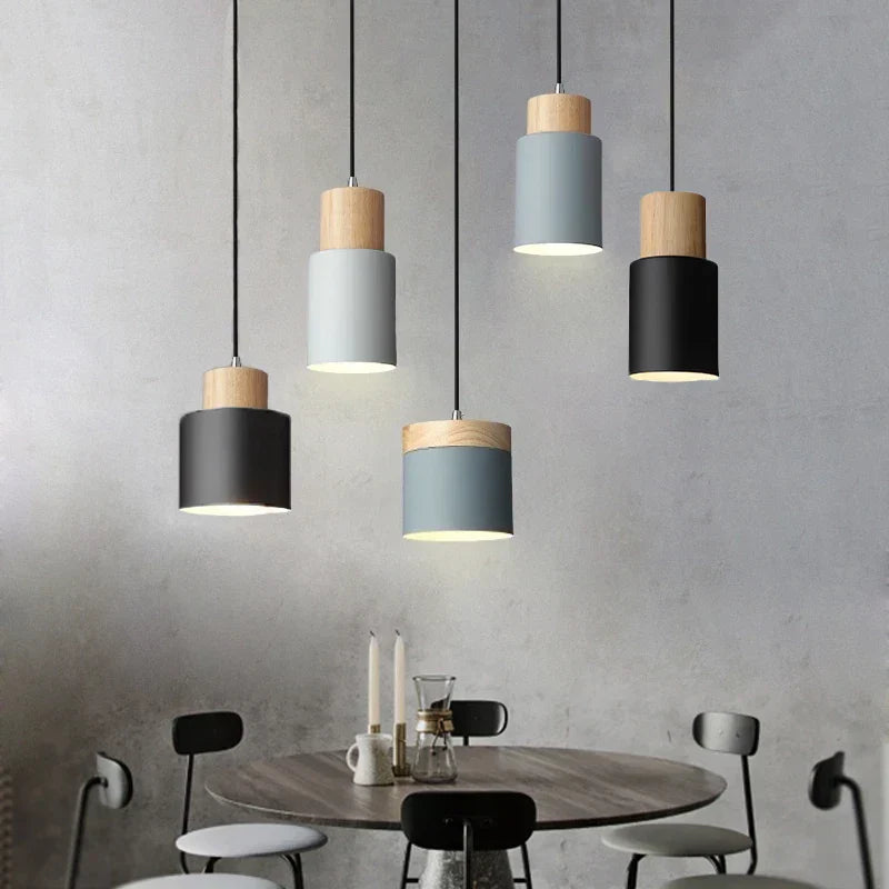 Scandinavian LED Pendant Light in Metal and Wood