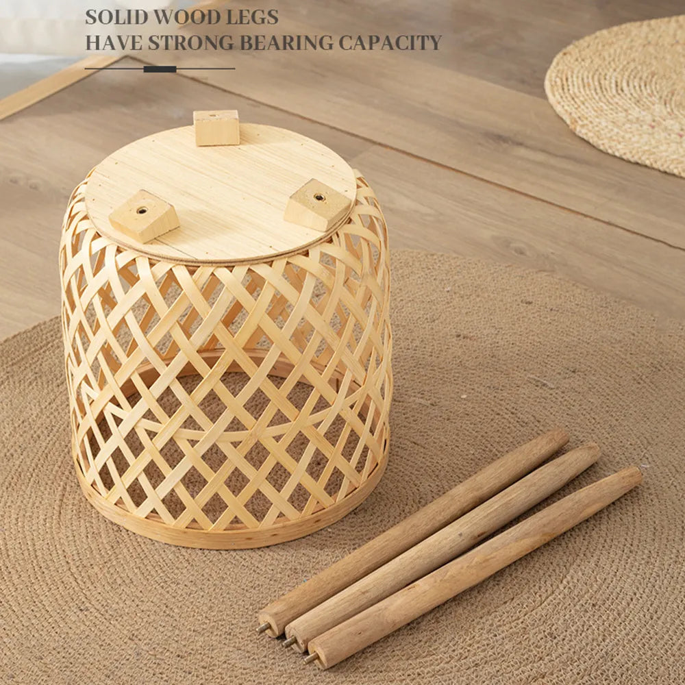 Handcrafted Bamboo Woven Flower Pot with Stand