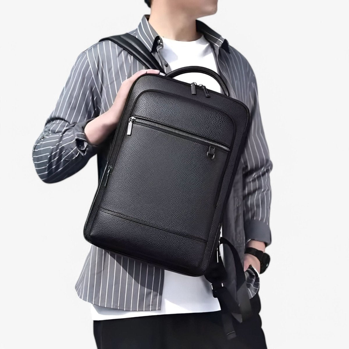 Smart PU Leather USB Backpack for Laptops up to 15.6 Inches