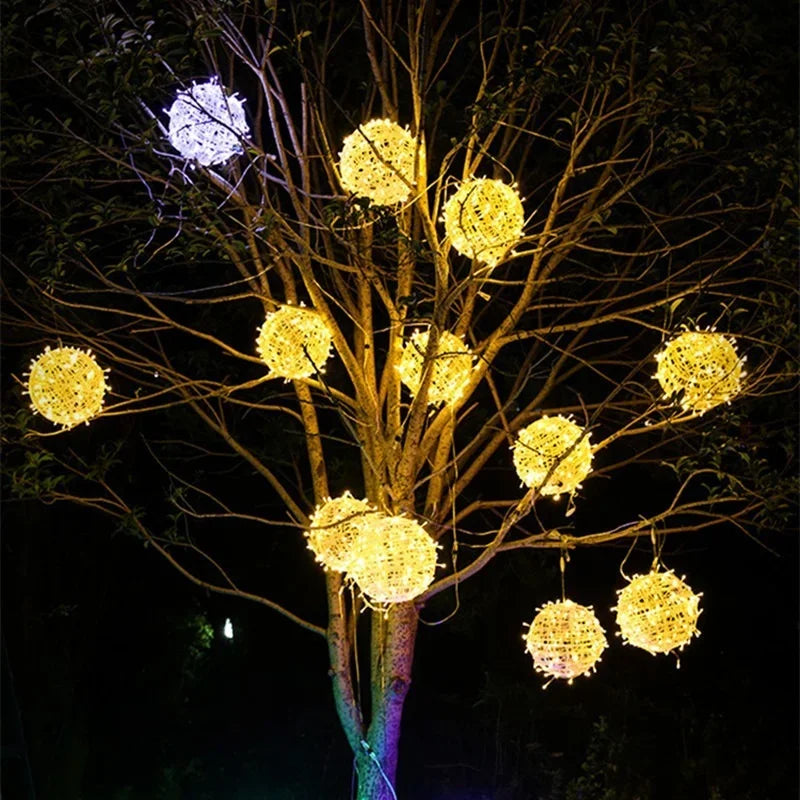 Rattan Sphere Party Lights - 8 Inch Decorative Lighting