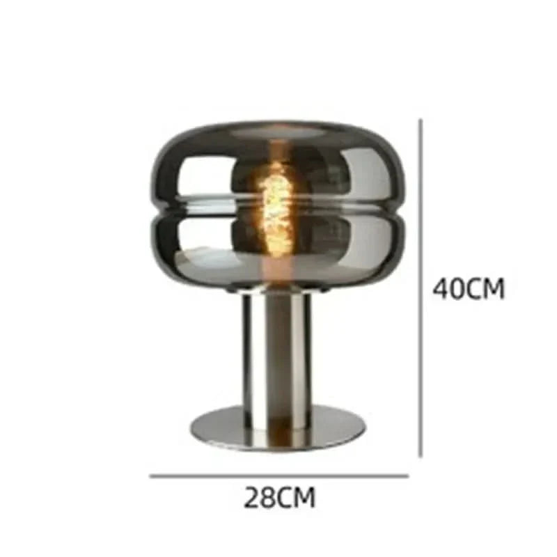 Scandinavian Glass Table Lamp in Clear, Smoke Grey, or Cognac