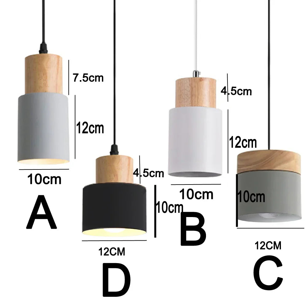 Scandinavian LED Pendant Light in Metal and Wood