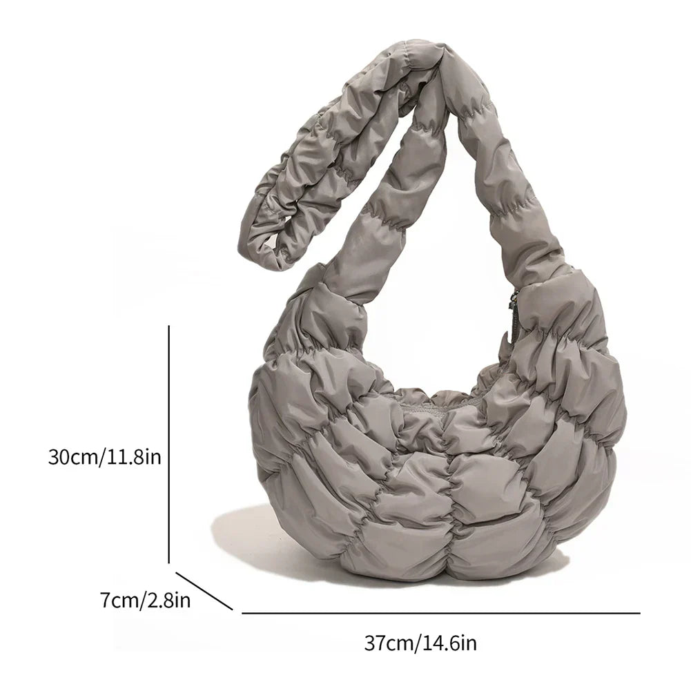Puff Croissant Shoulder Bag - Lightweight Nylon Tote