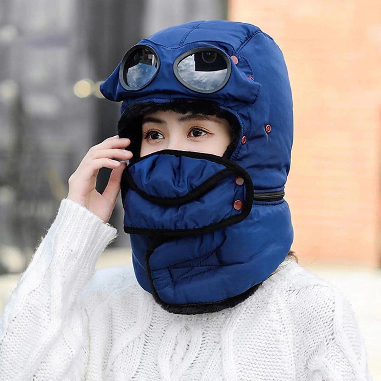 Thermal Windproof Face Covering Beanie for Cold Weather
