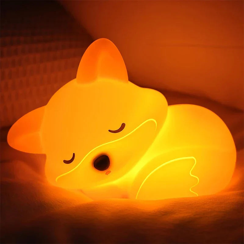 Rechargeable Silicone Fox Night Light with Dimmable Timer