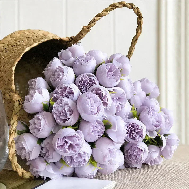 Silk Peony Wedding Bouquet with 27 Realistic Blooms