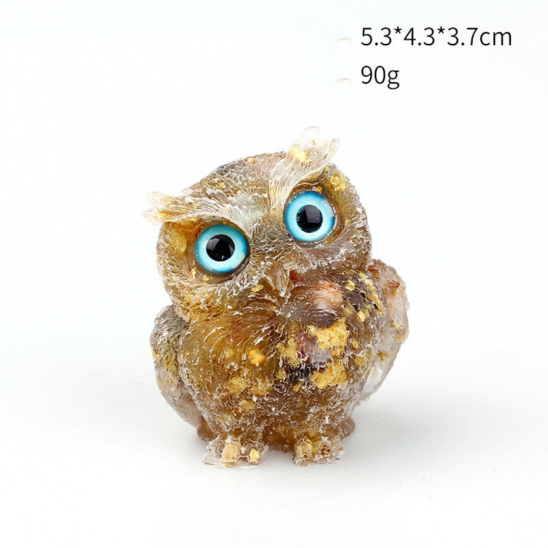 Handmade Natural Crystal Owl Figurine Sculpture