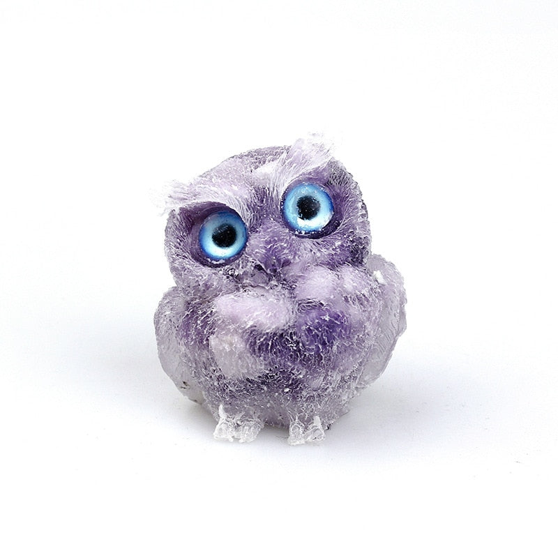 Handmade Natural Crystal Owl Figurine