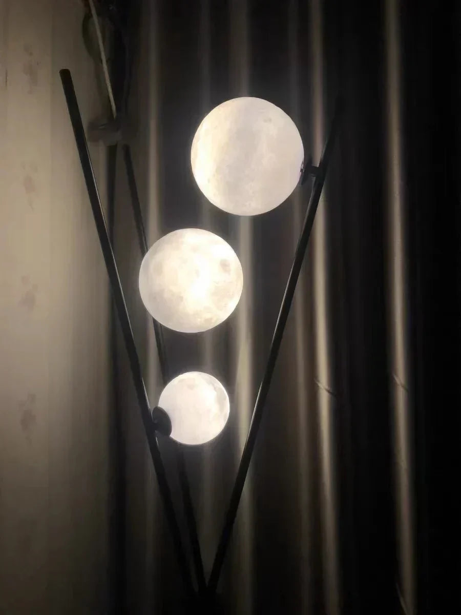 3D Moon Floor Lamp with Tripod Stand and LED Light