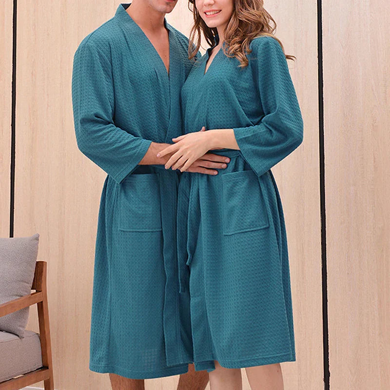 Couples V-Neck Bathrobe with Pockets