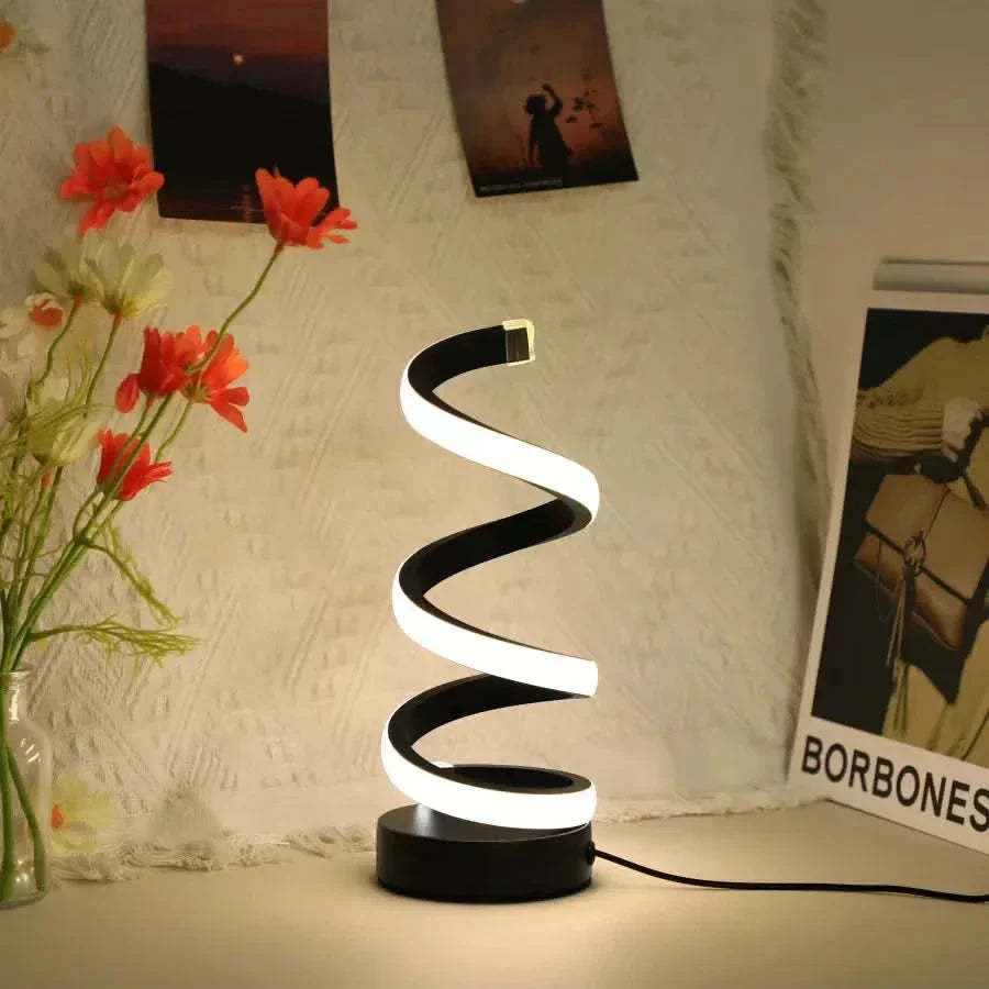 Spiral LED Table Lamp with Adjustable Brightness