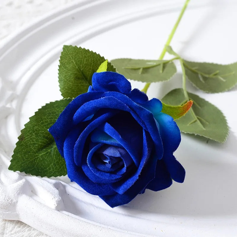 Realistic Velvet Silk Rose Bouquet - 20 Artificial Flowers for Weddings and Events