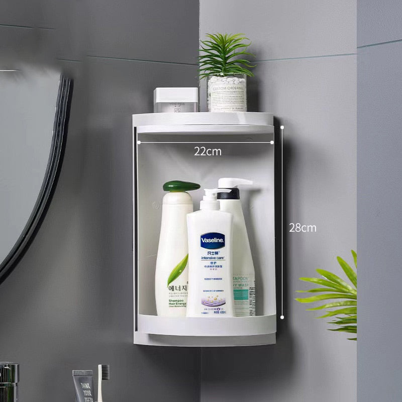 Bathroom Corner Storage Organizer with Transparent Shelving