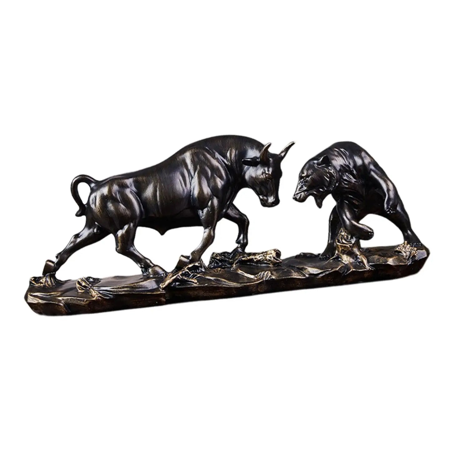 Bull and Bear Resin Sculpture - Modern Desk Decor Animal Figurine