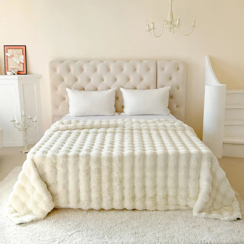 Extra Thick Faux Fur Throw Blanket - Oversized Double-Layer Design