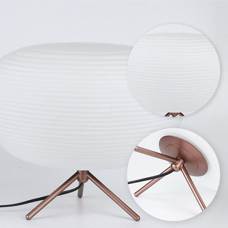 Japanese-Inspired Glass Table Lamp with Metal Base