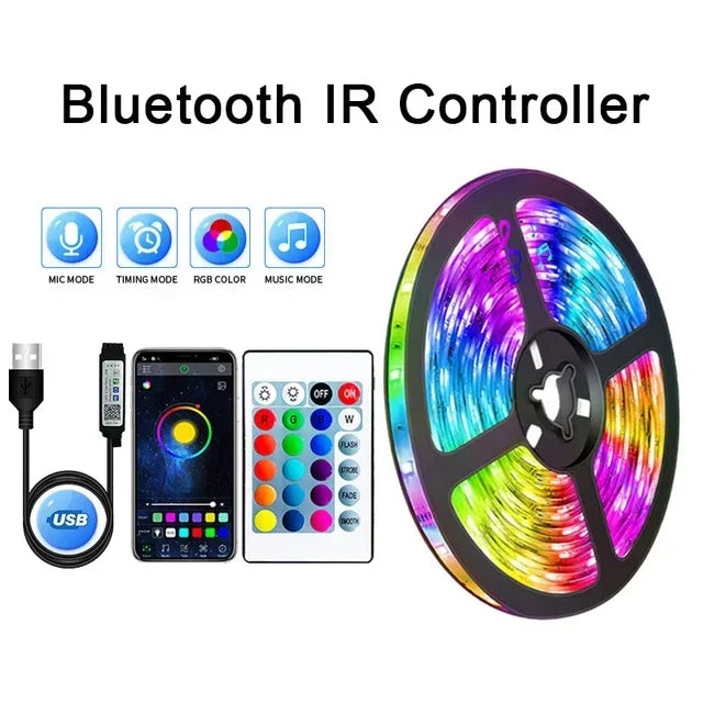 USB RGB LED Strip Lights with App Control for TV and Room Decor