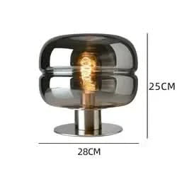 Scandinavian Glass Table Lamp in Clear, Smoke Grey, or Cognac