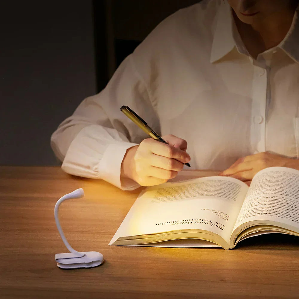 Mini Clip-On Book Light with USB Charging and Dimmable LED