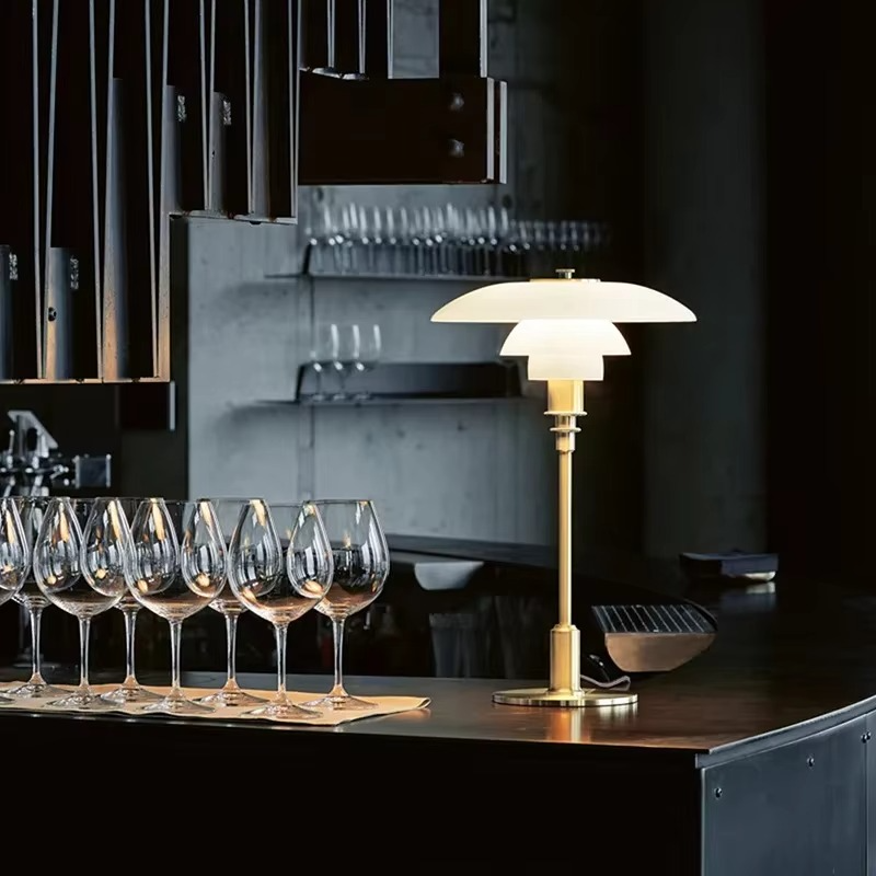 Scandinavian Glass Table Lamp with Retro Design