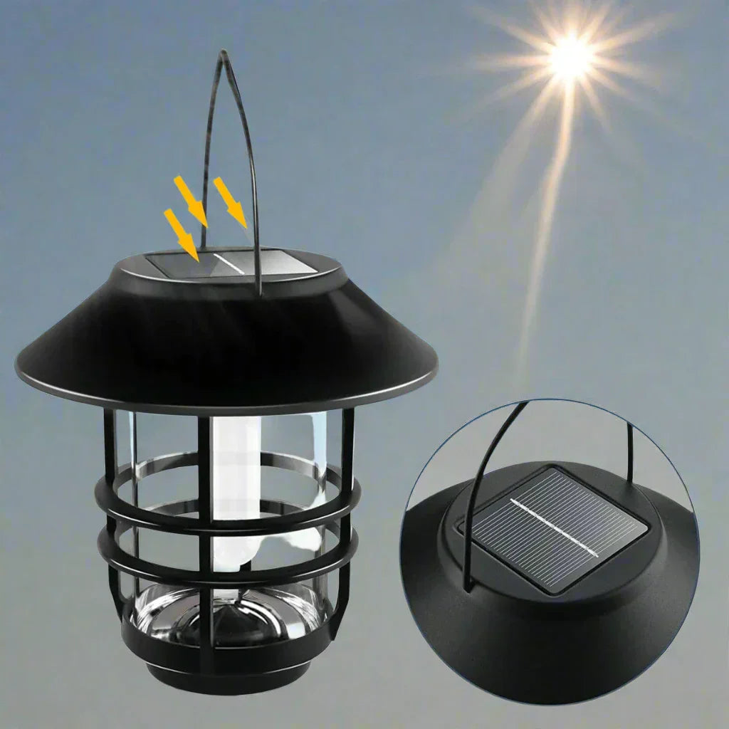 Solar Waterproof Flickering Flame Lantern for Outdoor Use