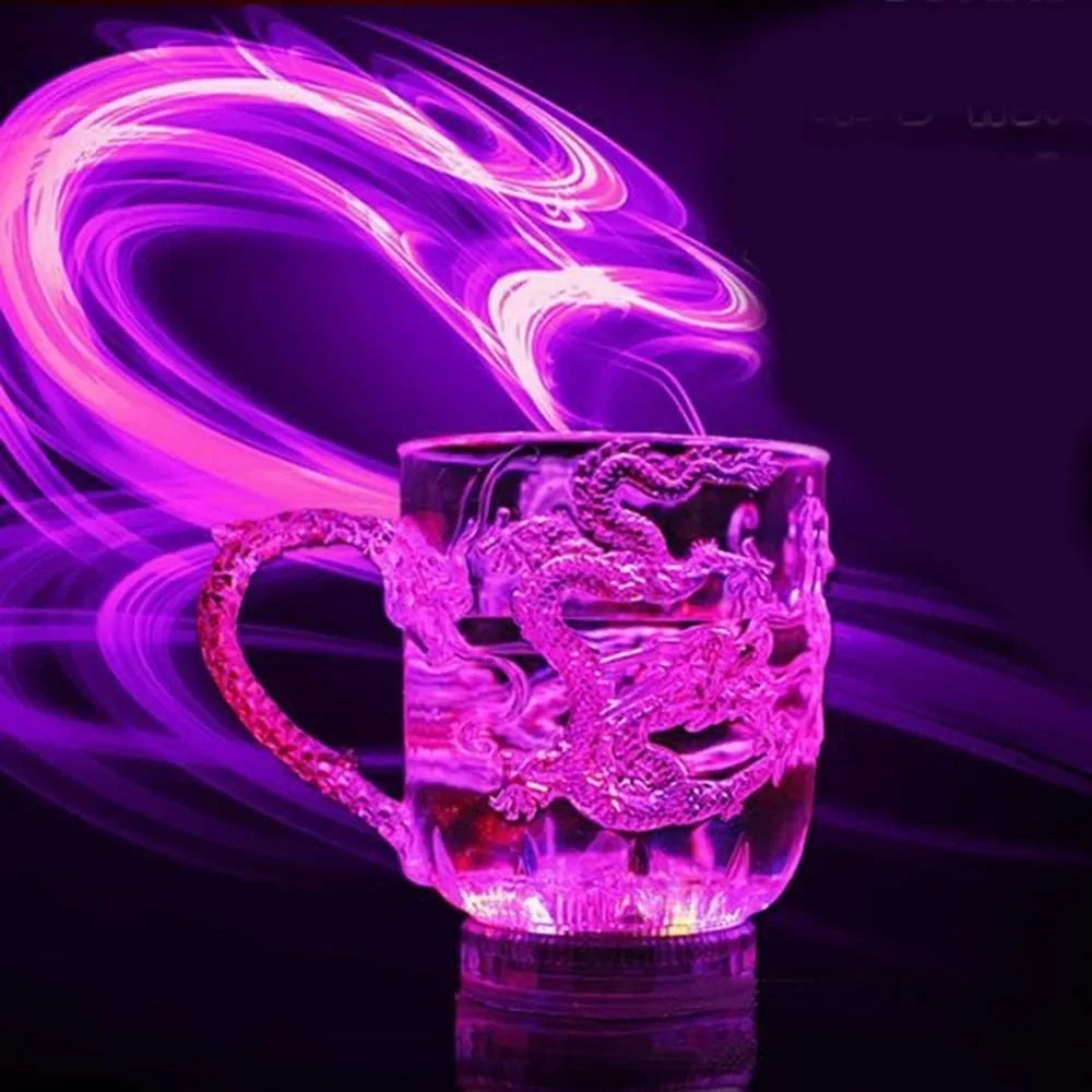 Color Changing LED Dragon Mug - Water Activated Light-Up Cup for Beer, Coffee, and Wine