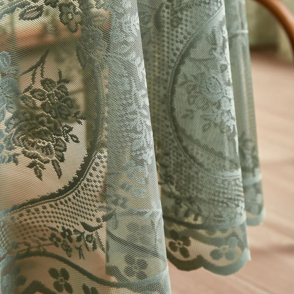 Round Floral Sheer Lace Tablecloth