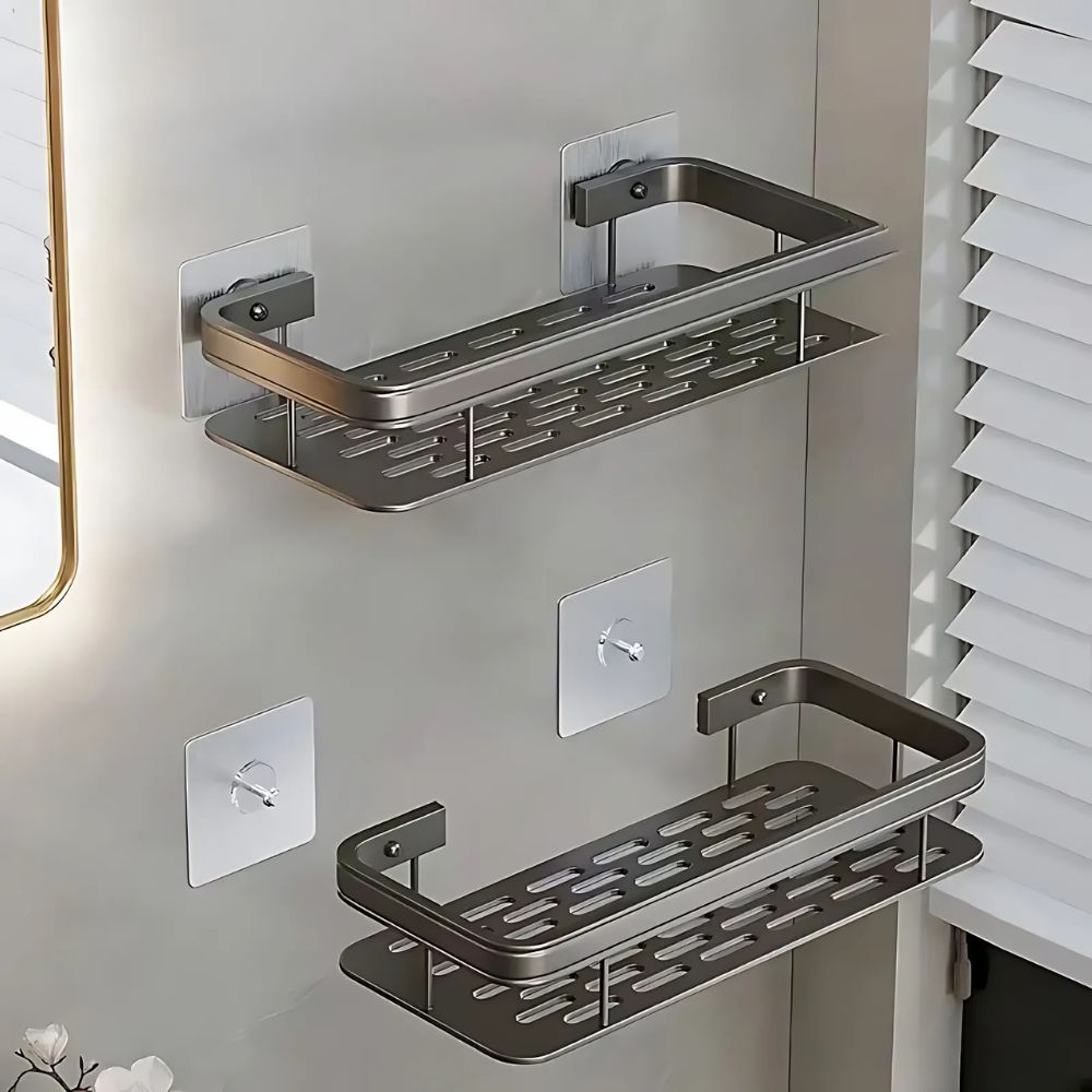 Wall-Mounted Aluminum Shower Shelf Caddy Organizer