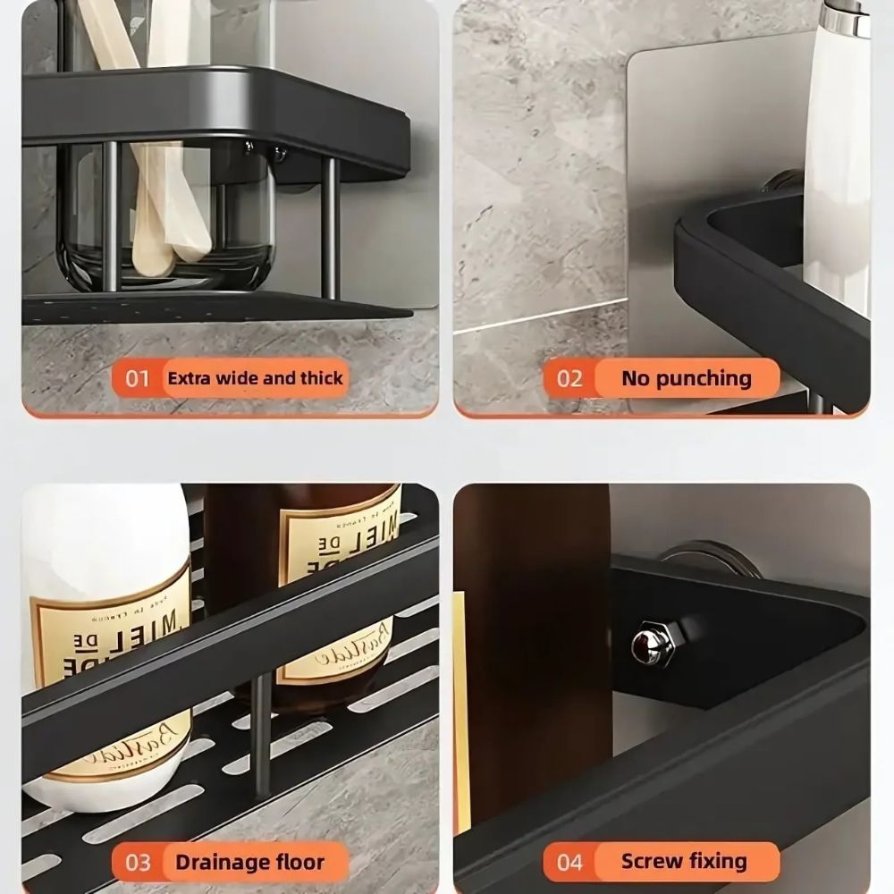 Wall-Mounted Aluminum Shower Shelf Caddy Organizer