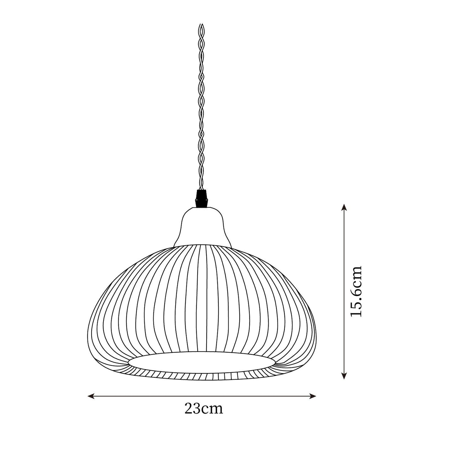 Ceramic Pendant Lamp with Wooden Accents and Grooved Design