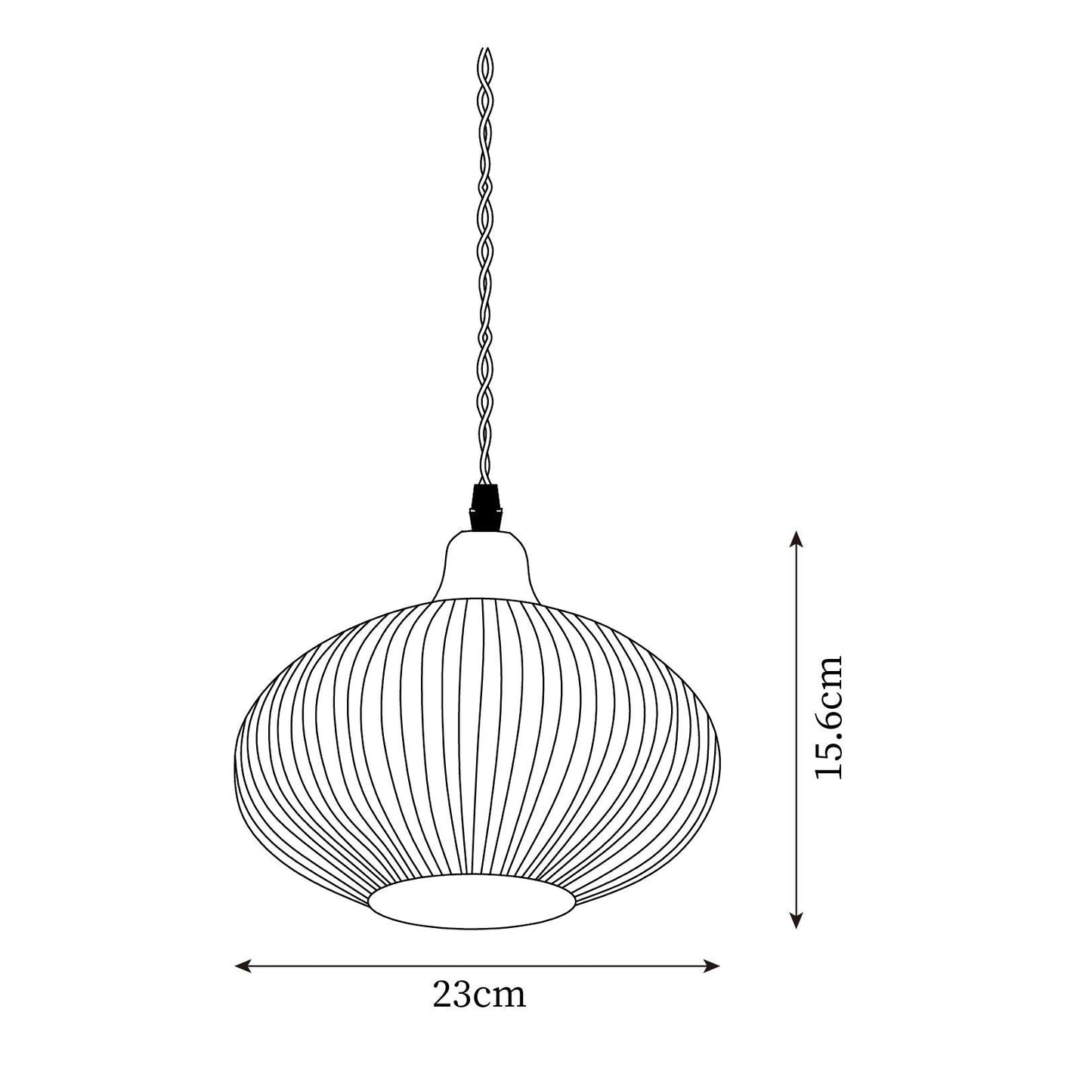 Ceramic Pendant Lamp with Wooden Accents and Grooved Design
