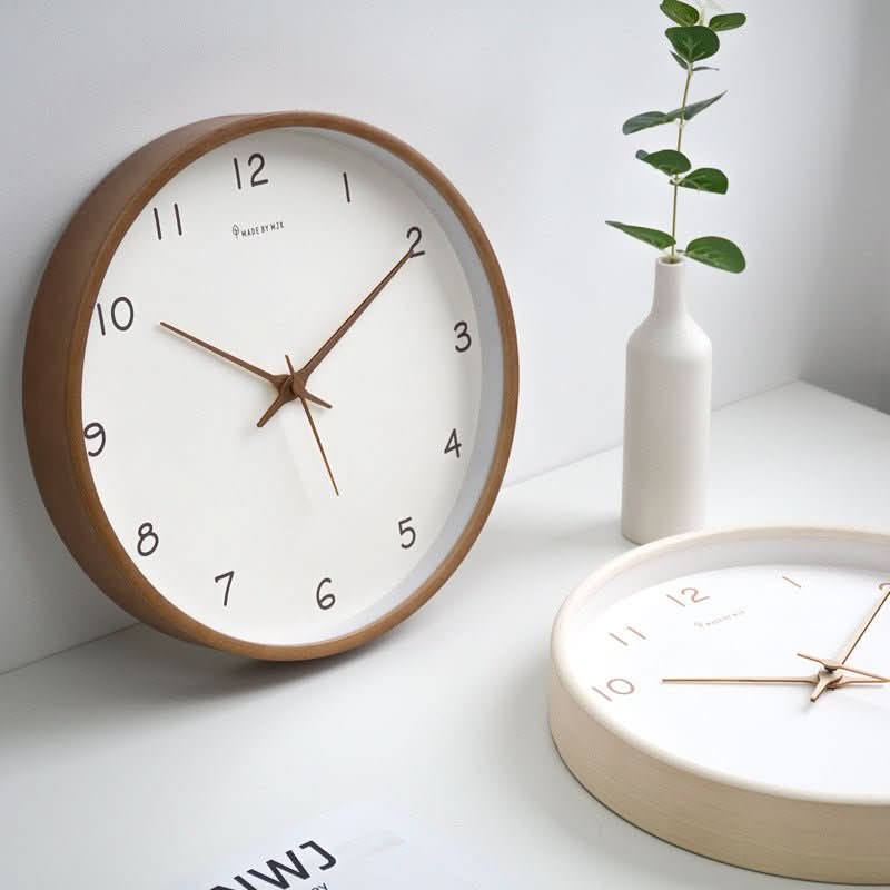 Solid Wood Silent Sweep Analog Wall Clock 10-Inch