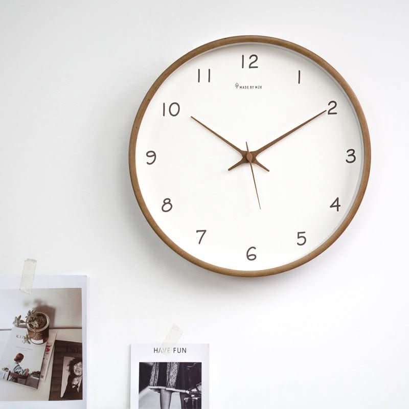 Solid Wood Silent Sweep Analog Wall Clock 10-Inch