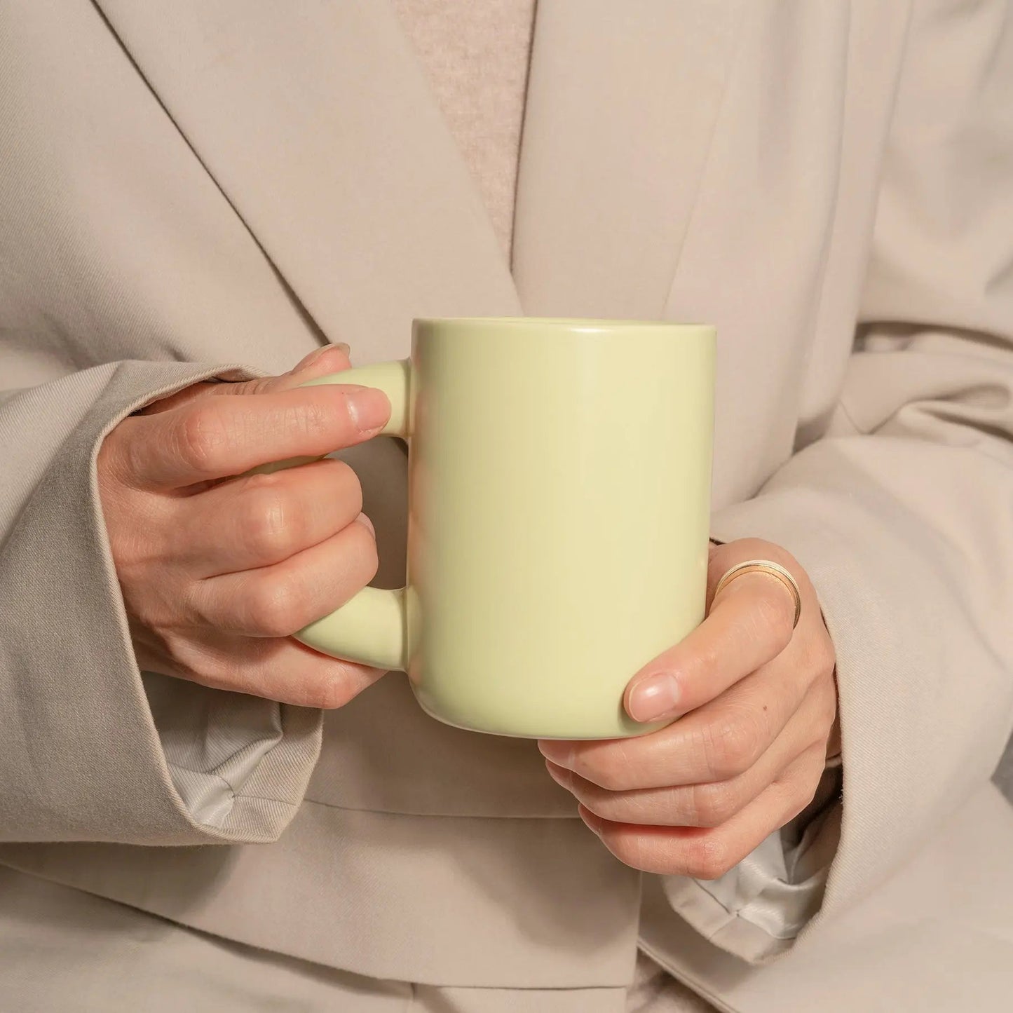 Durable Ceramic Coffee Mug with Spoon, 7.5 oz to 10 oz