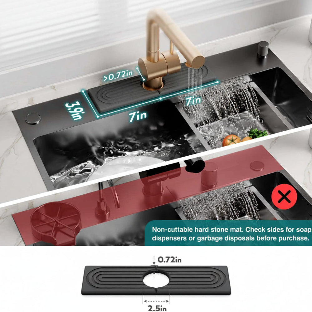 Diatomite Stone Sink Drying Mat with Faucet Cut-Out
