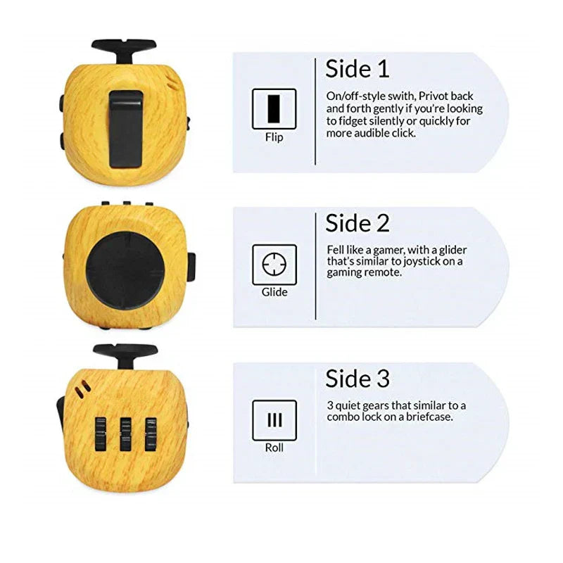 Sensory Fidget Cube with Tactile Controls for Stress Relief